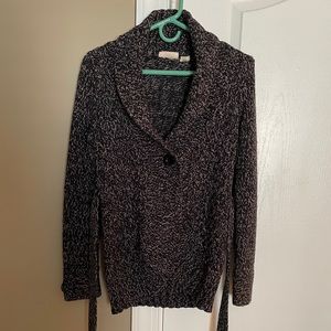 DKNY Jeans Women’s Chunky Knit Cardigan Sweater w/Button and Tie Closure.